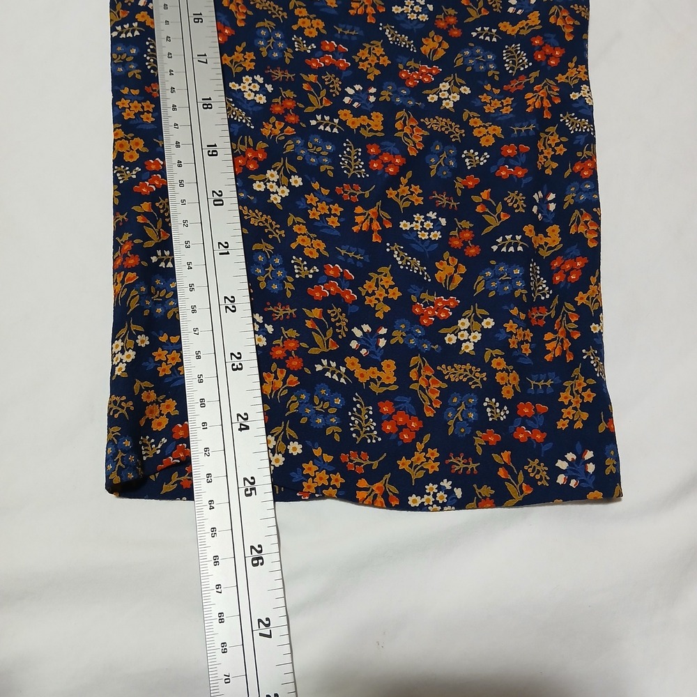 Madewell Floral V-Neck Jumpsuit Navy Blue Orange Wide Leg Double Strap Size 0 - Picture 5 of 10